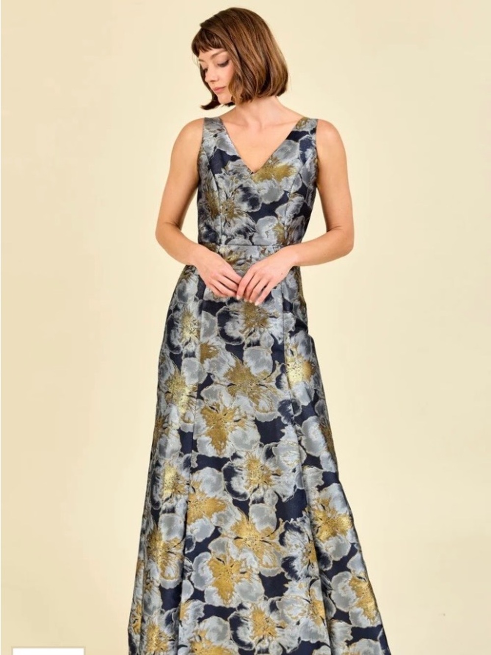 LulaKate Lisa Floral Jacquard Evening Dress